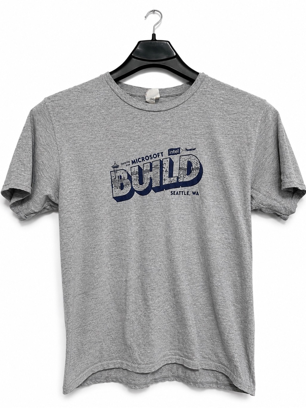 Microsoft Build Seattle Graphic Tee Mens Large Gray Tech Shirt